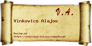 Vinkovics Alajos névjegykártya